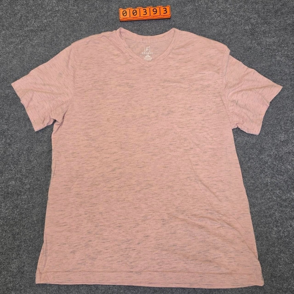 George Men's Pink Heathered V neck T-Shirt Size L